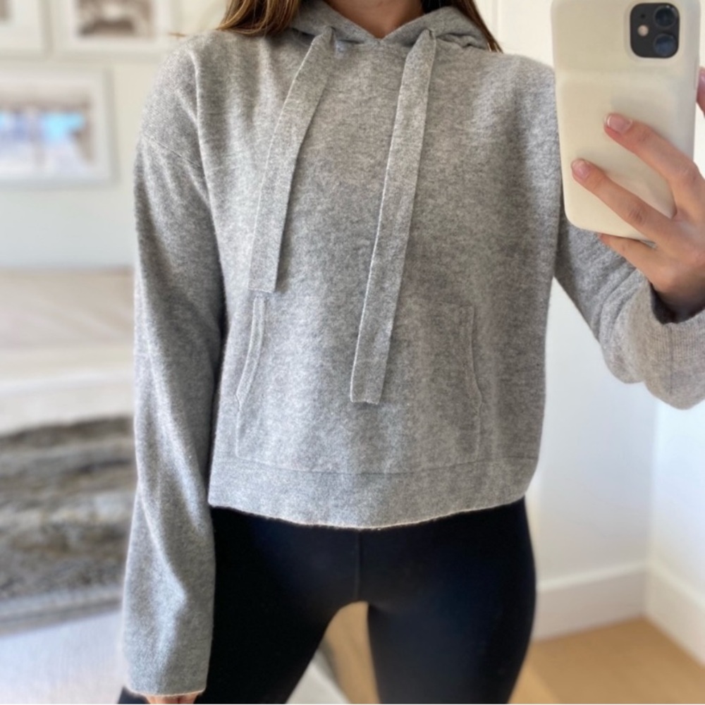 Naadam Gray 100% Cashmere Hoodie Cement Long Sleeve Pullover Sweater XS